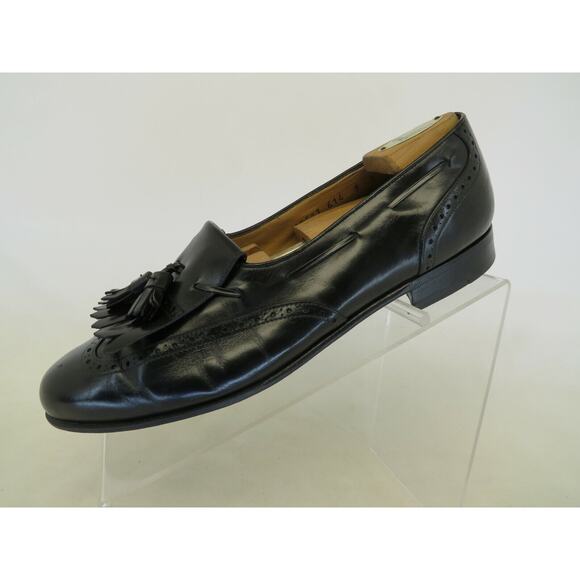 Salvatore Ferragamo Black Leather Kilt Tassel Loafers Dress Shoes Mens Size 9 D main image 4